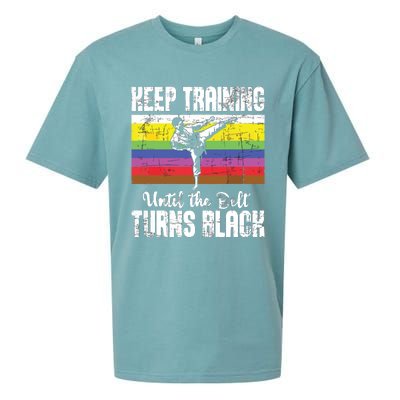 Keep Training Until The Belt Turns Black Karate Taekwondo Sueded Cloud Jersey T-Shirt