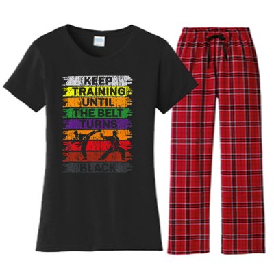 Keep Training Until The Belt Turns Black Karate Women's Flannel Pajama Set