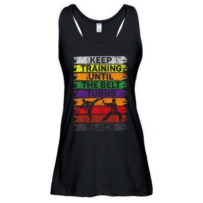 Keep Training Until The Belt Turns Black Karate Ladies Essential Flowy Tank