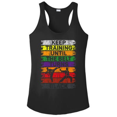 Keep Training Until The Belt Turns Black Karate Ladies PosiCharge Competitor Racerback Tank