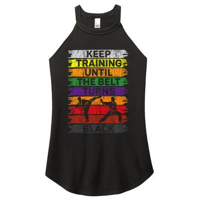 Keep Training Until The Belt Turns Black Karate Women's Perfect Tri Rocker Tank