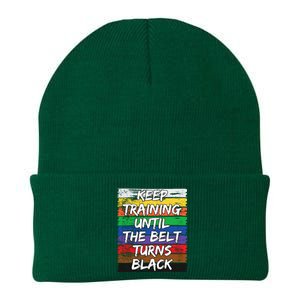 Keep Training Until The Belt Turns Black Distressed Karate Knit Cap Winter Beanie