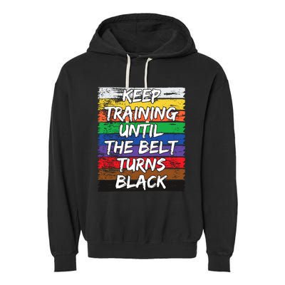 Keep Training Until The Belt Turns Black Distressed Karate Garment-Dyed Fleece Hoodie