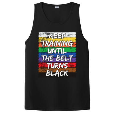 Keep Training Until The Belt Turns Black Distressed Karate PosiCharge Competitor Tank