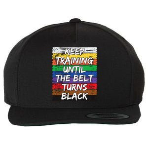 Keep Training Until The Belt Turns Black Distressed Karate Wool Snapback Cap