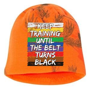 Keep Training Until The Belt Turns Black Distressed Karate Kati - Camo Knit Beanie