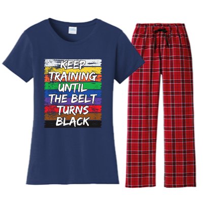 Keep Training Until The Belt Turns Black Distressed Karate Women's Flannel Pajama Set