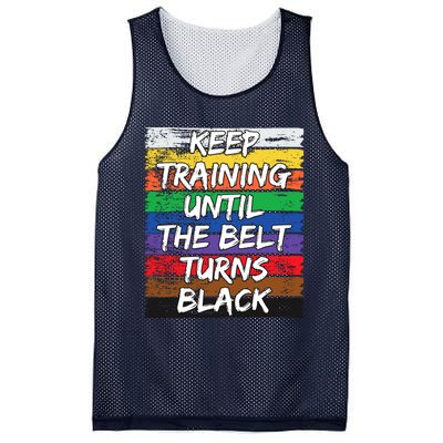 Keep Training Until The Belt Turns Black Distressed Karate Mesh Reversible Basketball Jersey Tank