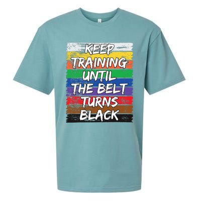 Keep Training Until The Belt Turns Black Distressed Karate Sueded Cloud Jersey T-Shirt