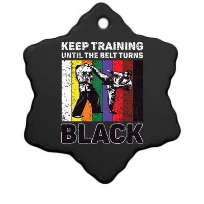 Keep Training Until The Belt Turns Black Taekwondo Karate Ceramic Star Ornament