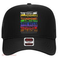Keep Training Until Belt Turns Black Karate Taekwondo High Crown Mesh Back Trucker Hat