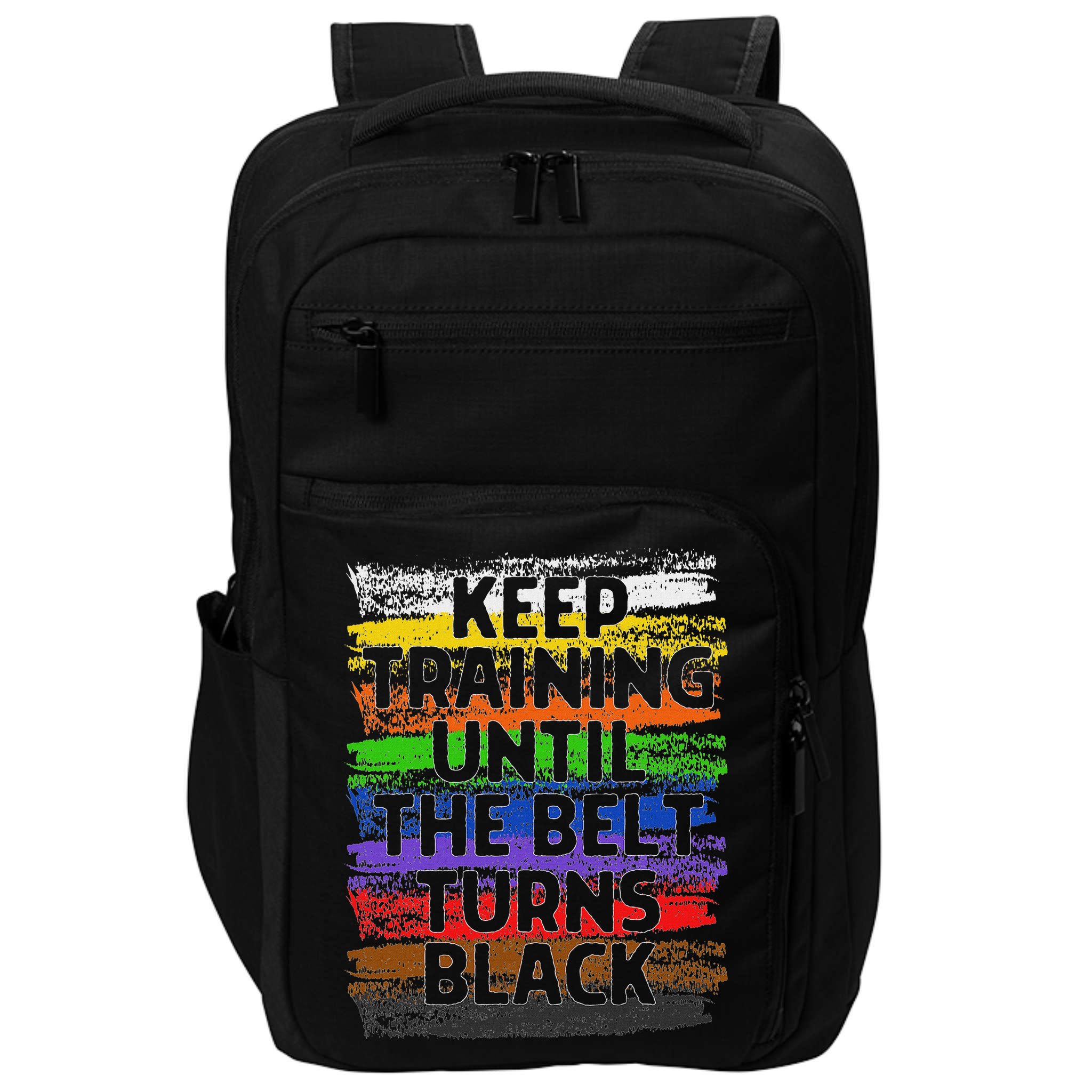 Keep Training Until Belt Turns Black Karate Taekwondo Impact Tech Backpack