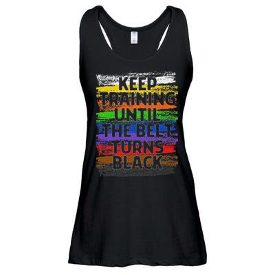 Keep Training Until Belt Turns Black Karate Taekwondo Ladies Essential Flowy Tank