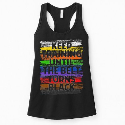 Keep Training Until Belt Turns Black Karate Taekwondo Womens Tank Top