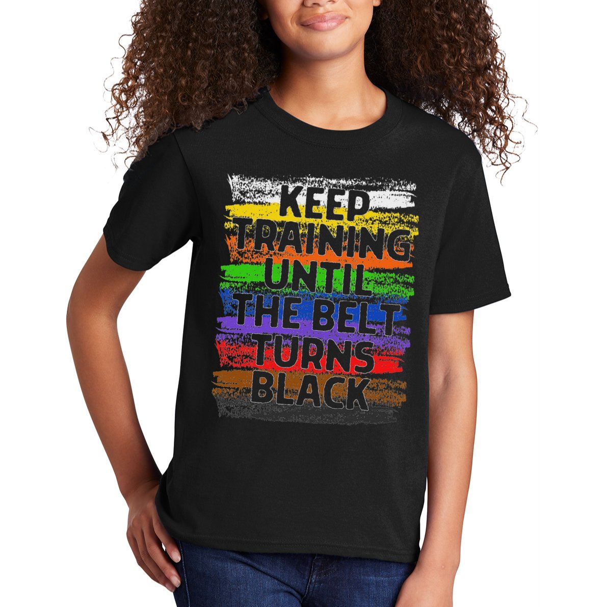 Keep Training Until Belt Turns Black Karate Taekwondo Kids T-Shirt