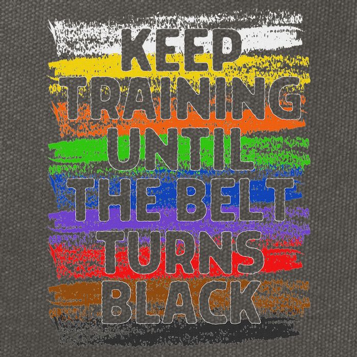 Keep Training Until Belt Turns Black Karate Taekwondo Cotton Canvas Backpack