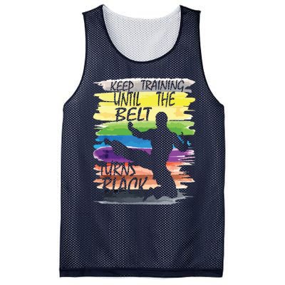 Keep Training Until The Belt Turns Black Karate Boy Mesh Reversible Basketball Jersey Tank