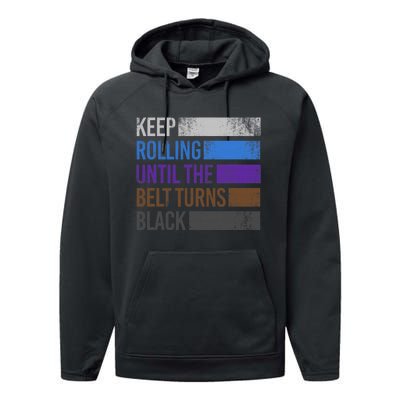 Keep training until the belt turns black Karate Performance Fleece Hoodie