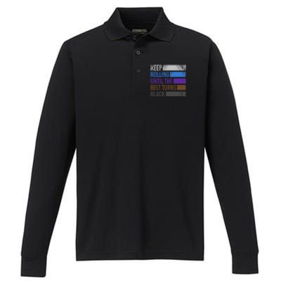 Keep training until the belt turns black Karate Performance Long Sleeve Polo