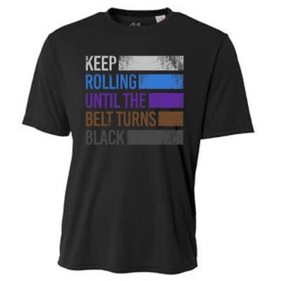 Keep training until the belt turns black Karate Cooling Performance Crew T-Shirt