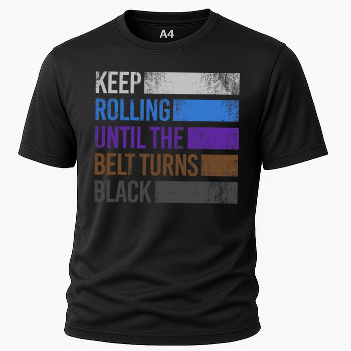 Keep training until the belt turns black Karate Cooling Performance Crew T-Shirt