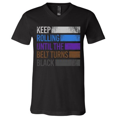 Keep training until the belt turns black Karate V-Neck T-Shirt