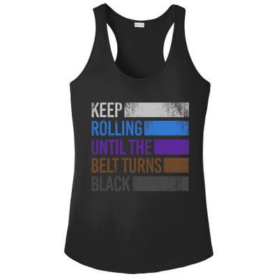 Keep training until the belt turns black Karate Ladies PosiCharge Competitor Racerback Tank