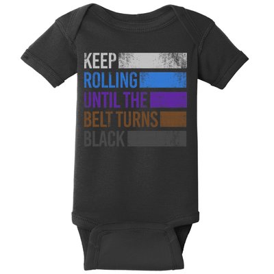 Keep training until the belt turns black Karate Baby Bodysuit