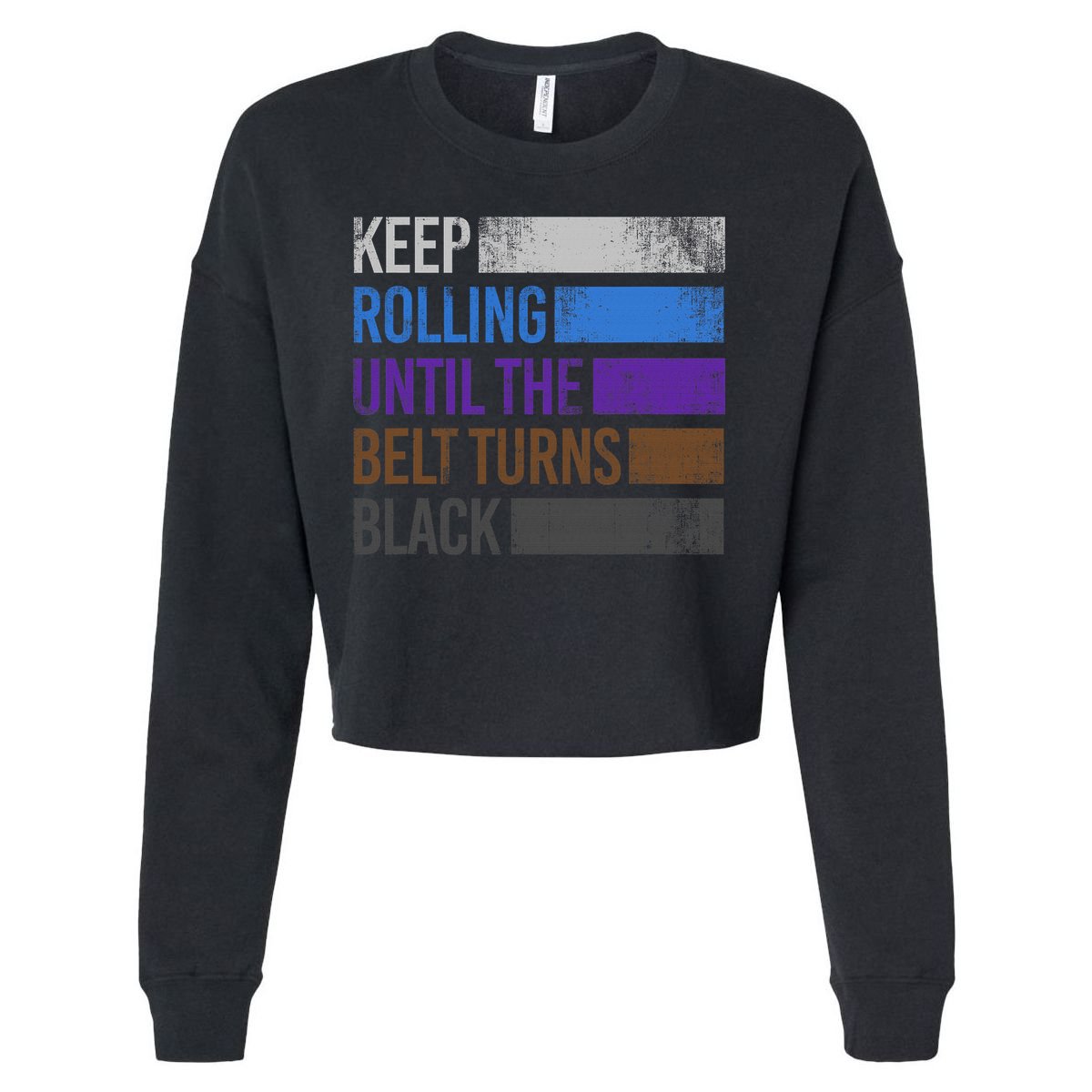 Keep training until the belt turns black Karate Cropped Pullover Crew