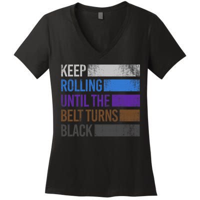Keep training until the belt turns black Karate Women's V-Neck T-Shirt