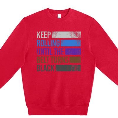 Keep training until the belt turns black Karate Premium Crewneck Sweatshirt