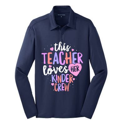 Kindergarten Teacher Valentines Day Love Heart Silk Touch Performance Long Sleeve Polo