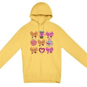 Kindergarten Teacher ValentineS Day Heart Coquette Bow Premium Pullover Hoodie