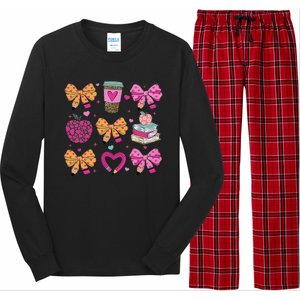 Kindergarten Teacher ValentineS Day Heart Coquette Bow Long Sleeve Pajama Set