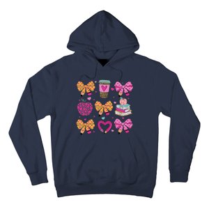 Kindergarten Teacher ValentineS Day Heart Coquette Bow Hoodie