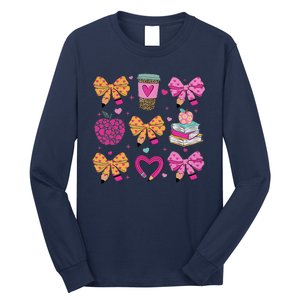 Kindergarten Teacher ValentineS Day Heart Coquette Bow Long Sleeve Shirt