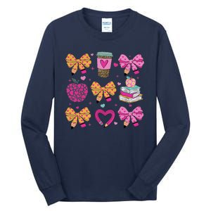 Kindergarten Teacher ValentineS Day Heart Coquette Bow Tall Long Sleeve T-Shirt