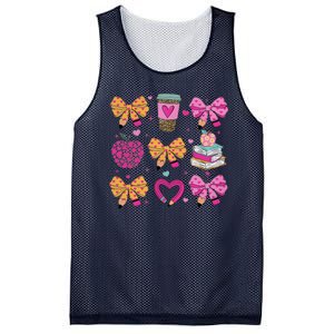 Kindergarten Teacher ValentineS Day Heart Coquette Bow Mesh Reversible Basketball Jersey Tank