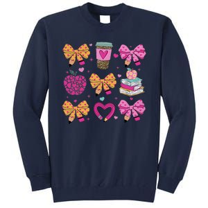 Kindergarten Teacher ValentineS Day Heart Coquette Bow Tall Sweatshirt