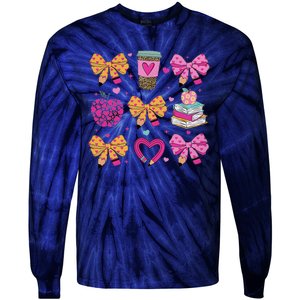 Kindergarten Teacher ValentineS Day Heart Coquette Bow Tie-Dye Long Sleeve Shirt