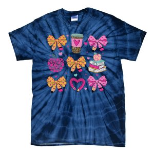 Kindergarten Teacher ValentineS Day Heart Coquette Bow Tie-Dye T-Shirt