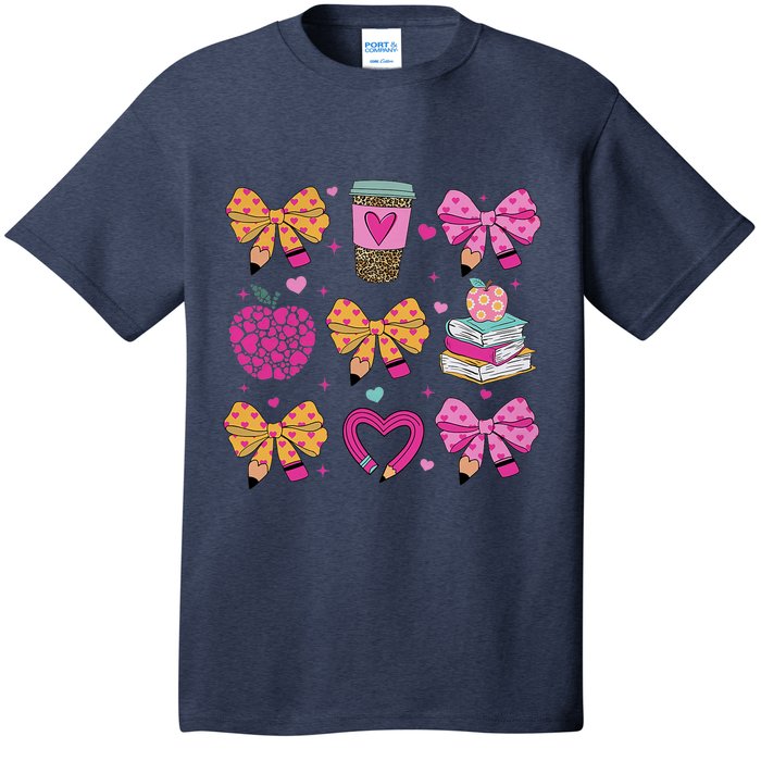 Kindergarten Teacher ValentineS Day Heart Coquette Bow T-Shirt