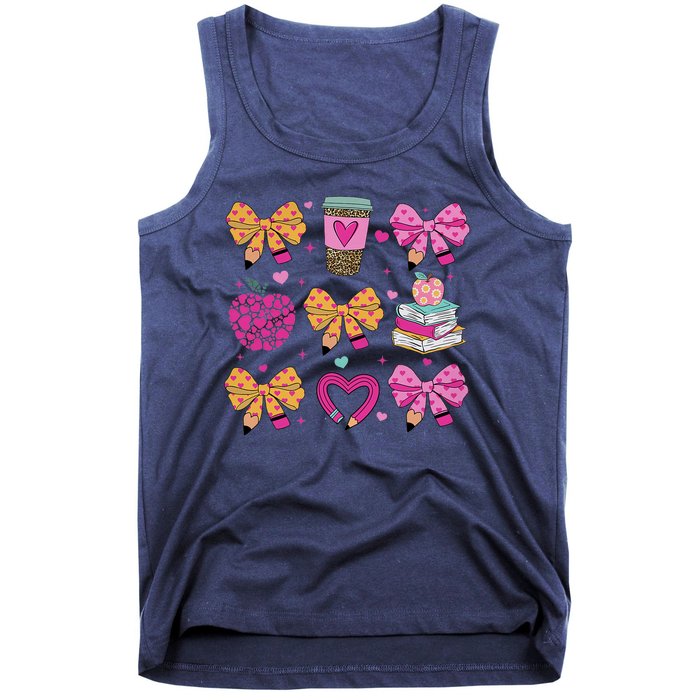 Kindergarten Teacher ValentineS Day Heart Coquette Bow Tank Top