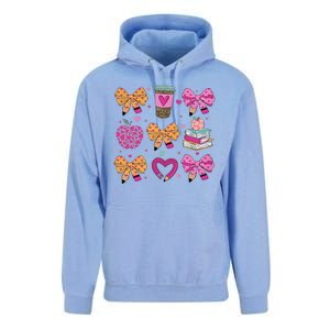 Kindergarten Teacher ValentineS Day Heart Coquette Bow Unisex Surf Hoodie