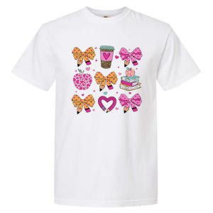 Kindergarten Teacher ValentineS Day Heart Coquette Bow Garment-Dyed Heavyweight T-Shirt