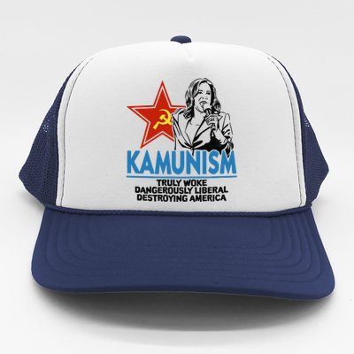 Kammunism Truly Woke Dangerously Liberal Destroying America Kamala Harris Trucker Hat