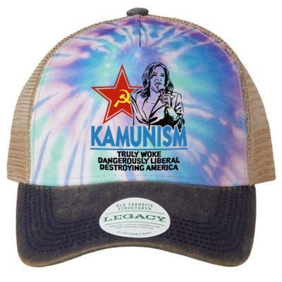 Kammunism Truly Woke Dangerously Liberal Destroying America Kamala Harris Legacy Tie Dye Trucker Hat