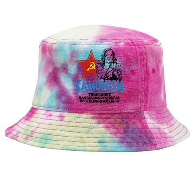 Kammunism Truly Woke Dangerously Liberal Destroying America Kamala Harris Tie-Dyed Bucket Hat