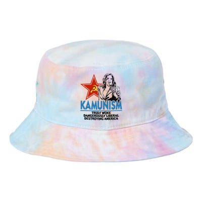 Kammunism Truly Woke Dangerously Liberal Destroying America Kamala Harris Tie Dye Newport Bucket Hat