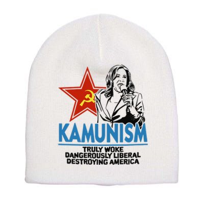 Kammunism Truly Woke Dangerously Liberal Destroying America Kamala Harris Short Acrylic Beanie